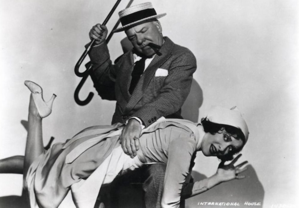 W.C. Fields spanking Gracie Allen with his can in the 1933 movie International House