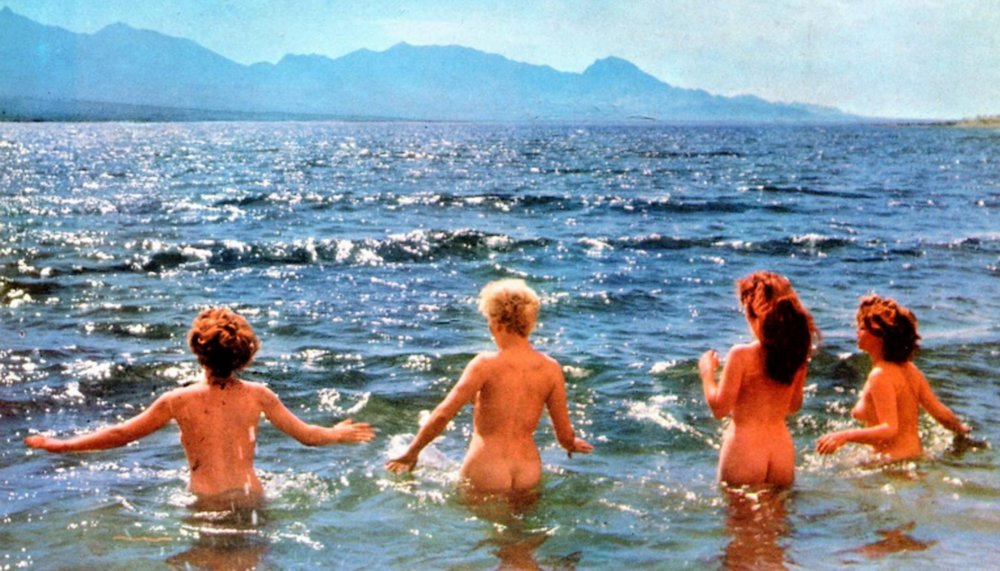 four skinny dippers nude bathers