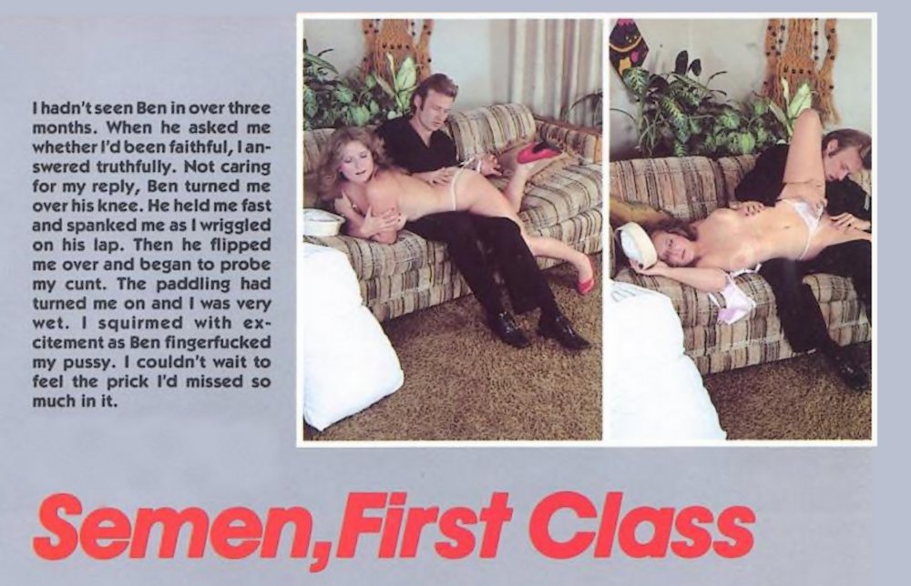 woman in a 1980s porn magazine gets a tiny spanking after cheating on her sailor boyfriend