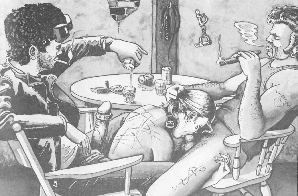 a drinking party, with submissive blowjobs