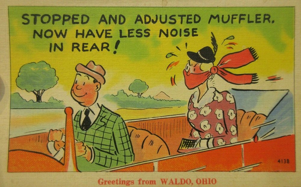 he gagged his wife for less noise in the rear comic postcard