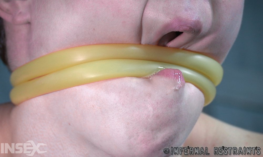 Bonnie Day cruelly gagged with tightly tied rubber surgical tubing