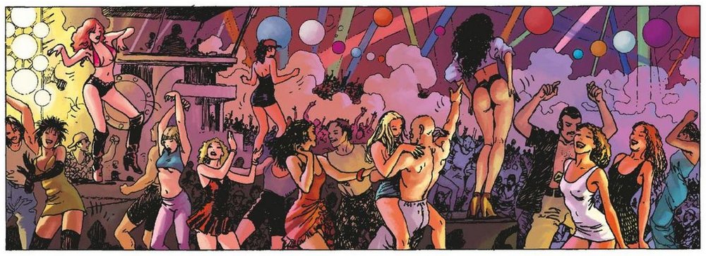 Milo Manara sexy disco dance party artwork