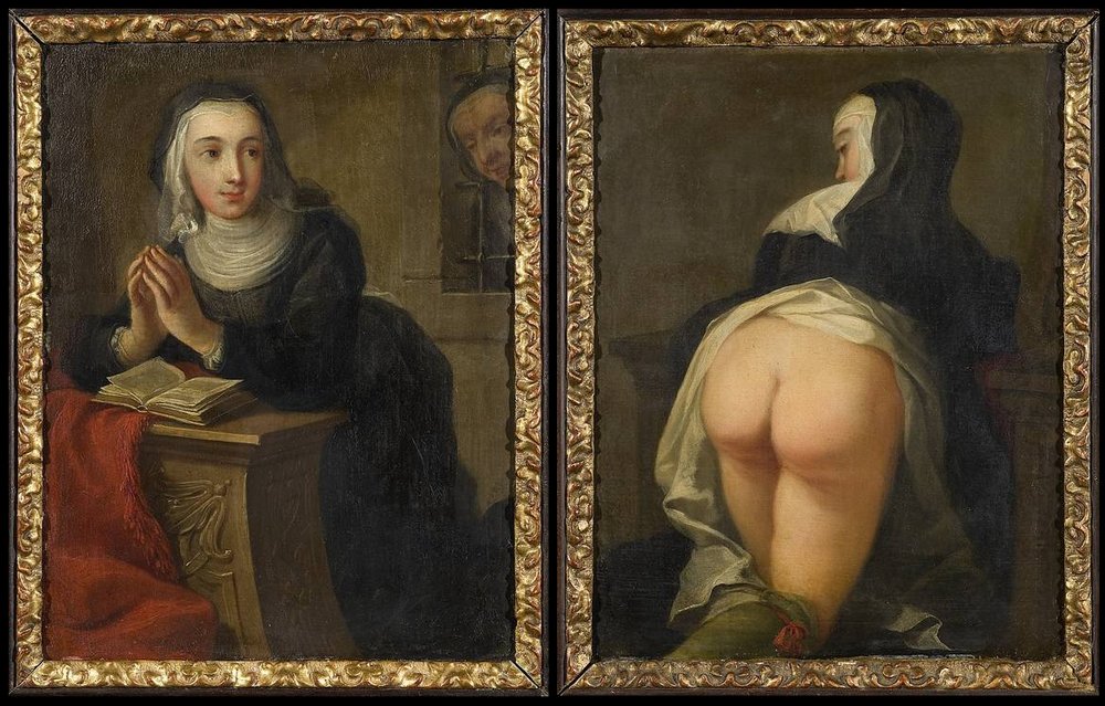 nun with bare bottom for religious discipline