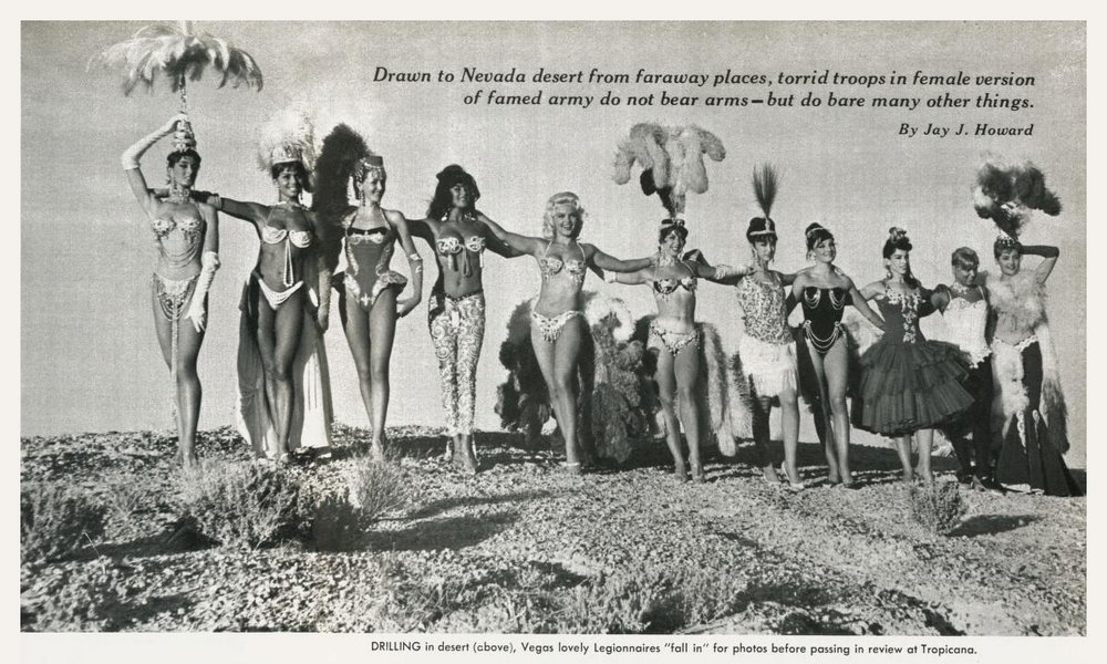 Showgirls from the Tropicana practice in the Las Vegas desert